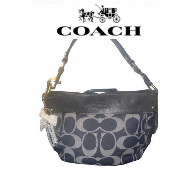 Coach Zoe Denim Signature Hobo Bag - Picture 1 of 15